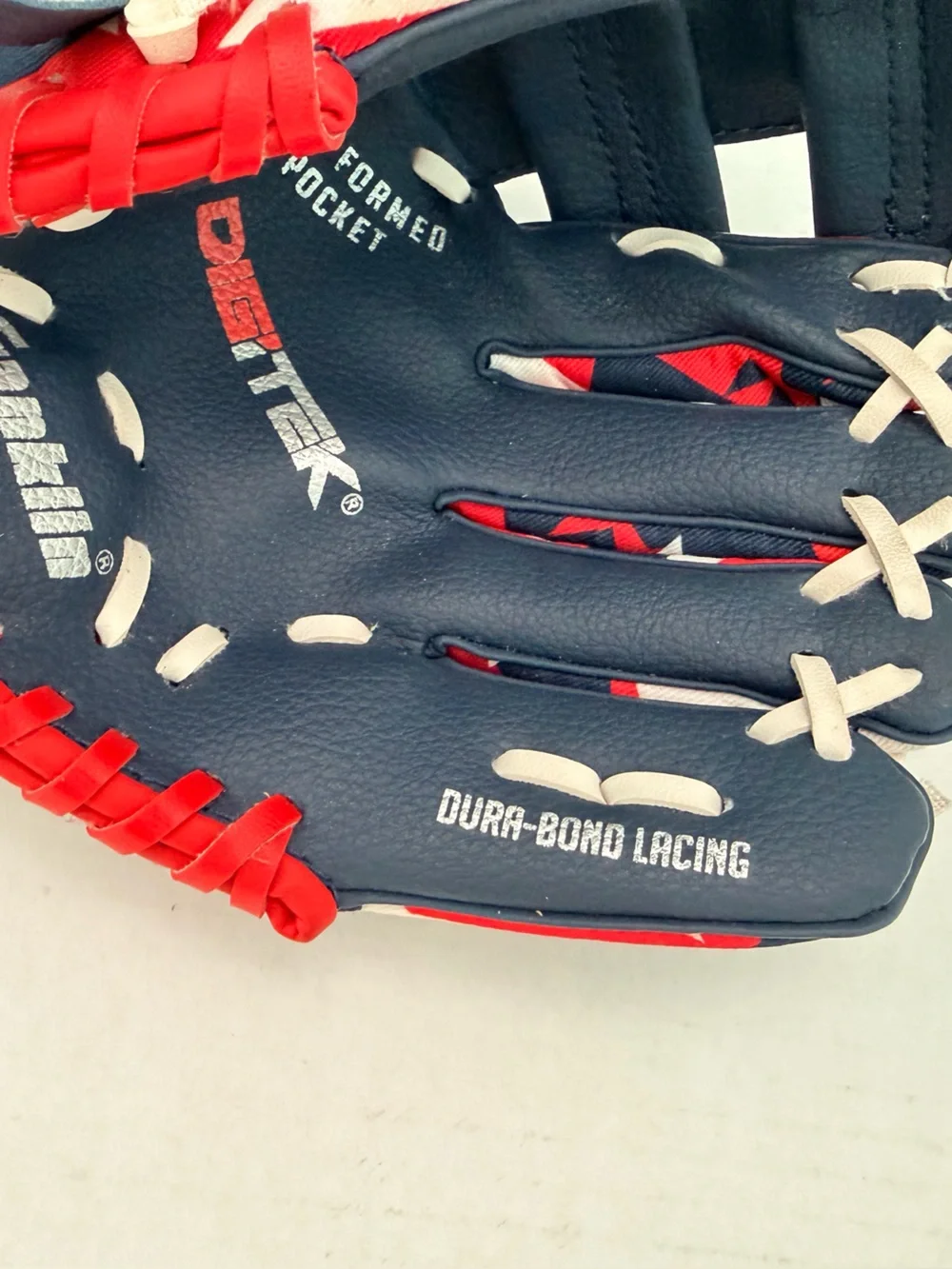 Franklin Kids Red White & Navy Star-Print Baseball Glove 8”